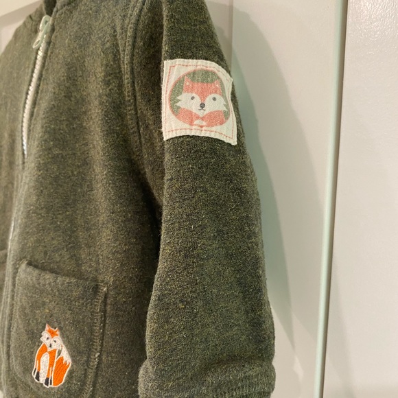 Cute army green toddler boy sweater with fox - Picture 2 of 5